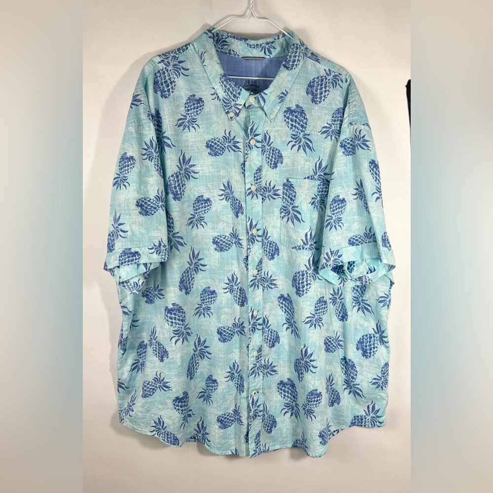 IZOD Saltwater Mens Tropical Button Down Short Sleeve Shirt  4XL